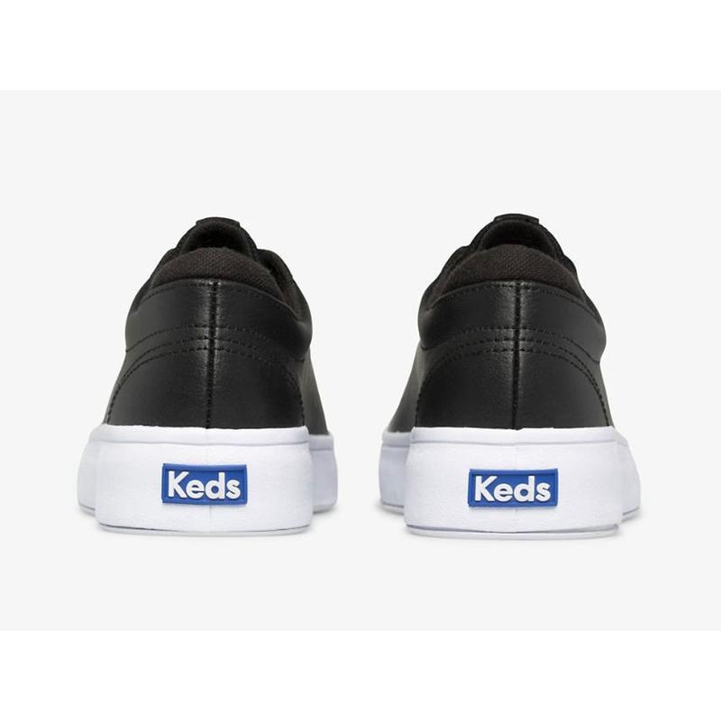 Keds Alley Deri Lace Ups Kadın Siyah | YBEOU-1653